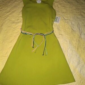 Bonnie Jean Vibrant Green Mini Dress with Multicolor Belt